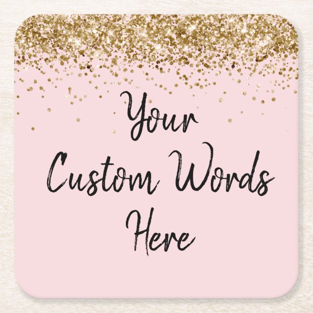Personalized Blush Pink Birthday Party Graduation Square Paper Coaster (Front)