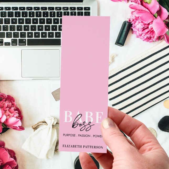 Personalized Blush Pink Boss Babe Custom Text  Bookmarks (Creator Uploaded)