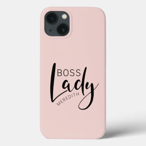 Personalized Blush Pink Boss Lady Logo iPhone 13 Case