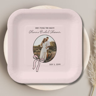Personalized Blush Pink Bridal Shower Paper Plate