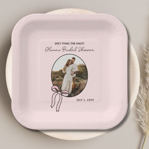 Personalized Blush Pink Bridal Shower Paper Plate 