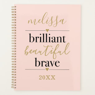 Personalized Blush Pink Brilliant Beautiful Brave Planner