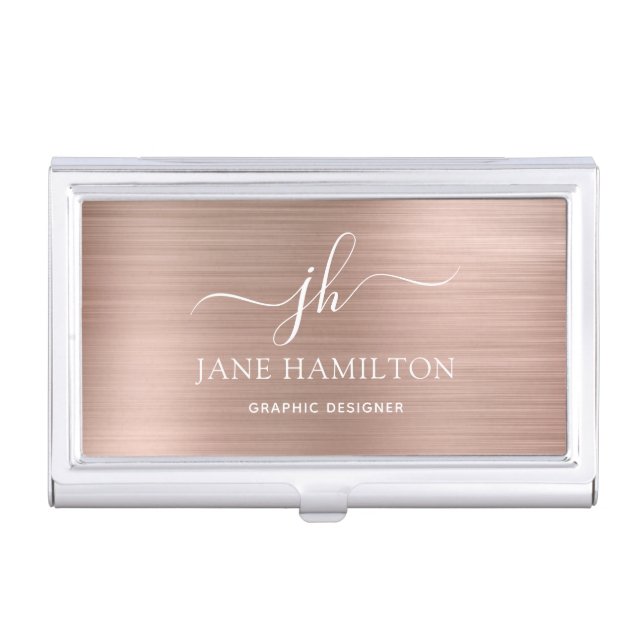 Personalized Blush Pink Business Card Case (Front)