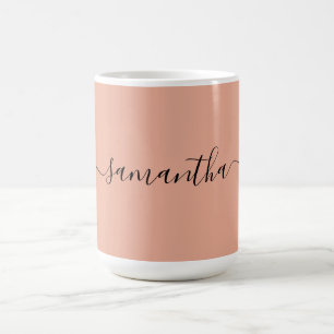 Personalized Blush Pink Calligraphy Name Coffee Mug