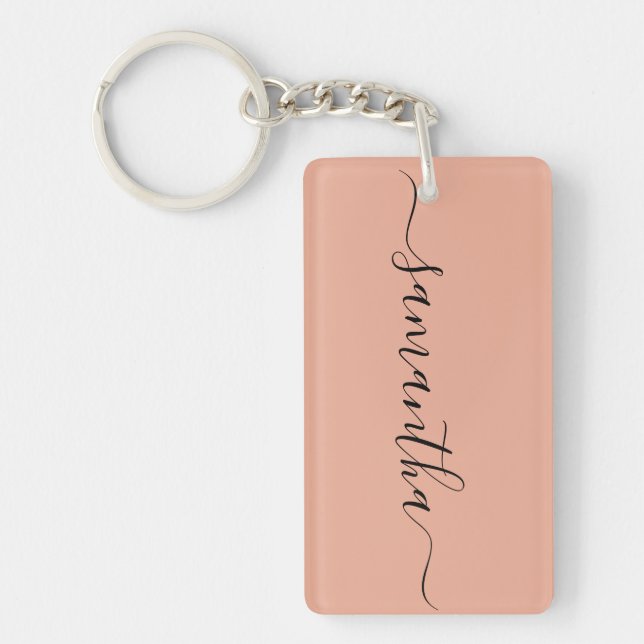 Personalized Blush Pink Calligraphy Name Keychain (Front)