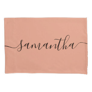 Personalized Blush Pink Calligraphy Name Pillow Case
