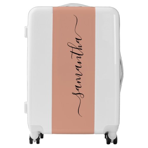 Personalized Blush Pink Calligraphy Name Suitcase