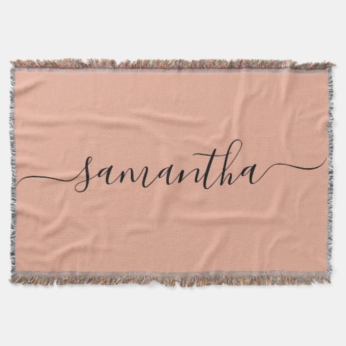 Personalized Blush Pink Calligraphy Name Throw Blanket