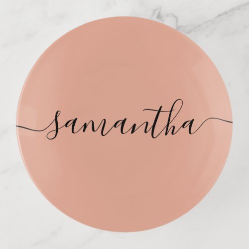 Personalized Blush Pink Calligraphy Name Trinket Tray
