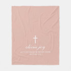 Personalized Blush Pink Cross Fleece Blanket