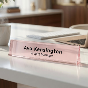 Personalized Blush Pink Custom Office Name Sign Desk Name Plate