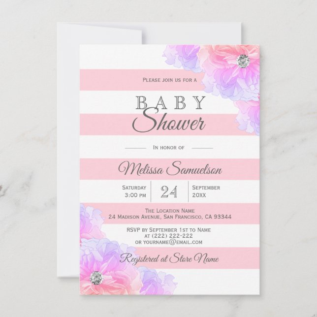 Personalized Blush Pink Floral BABY Shower Invitation (Front)