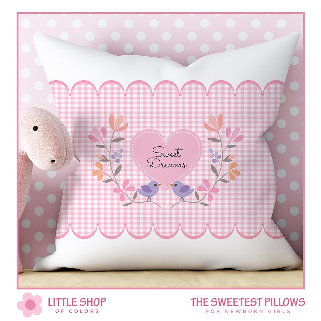 Personalized Blush Pink Floral Heart Throw Pillow (Creator Uploaded)