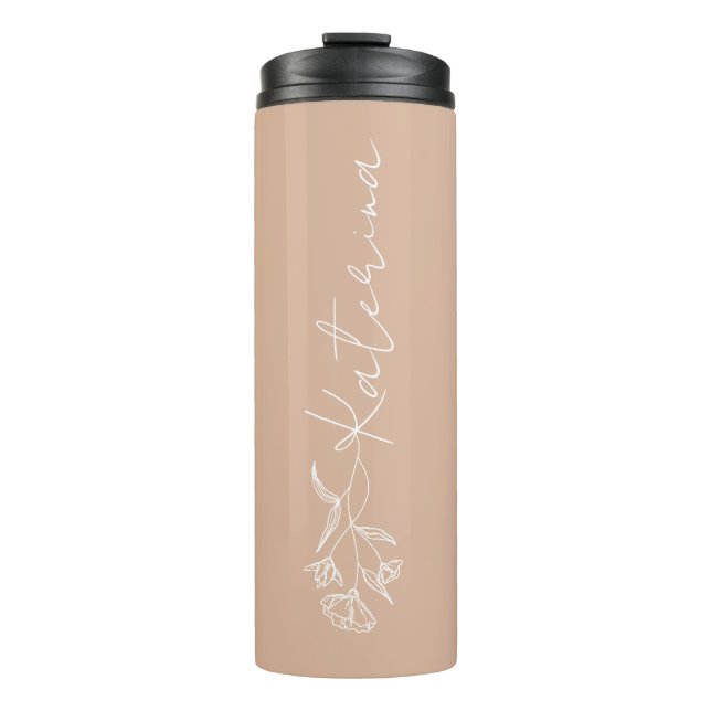 Personalized Blush Pink Floral Name Thermal Tumbler (Front)