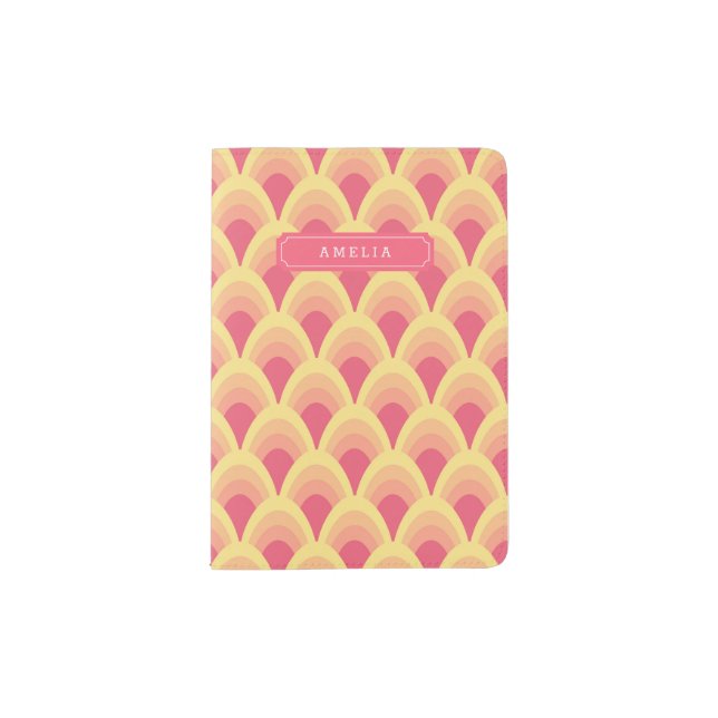 Personalized Blush Pink Geometric Monogram Passport Holder (Front)