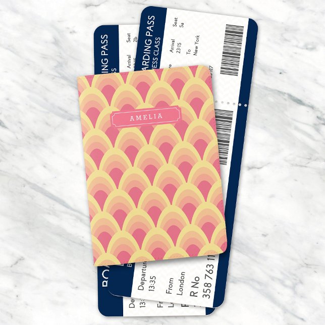 Personalized Blush Pink Geometric Monogram Passport Holder (Creator Uploaded)