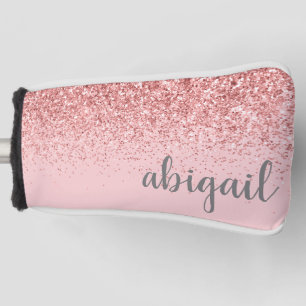 Personalized Blush Pink Girly Glitter Monogram Golf Head Cover