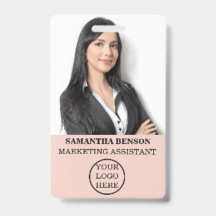 Personalized Blush Pink Girly Modern Staff  Badge