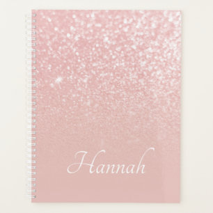 Personalized Blush Pink Glitter Ombre Planner