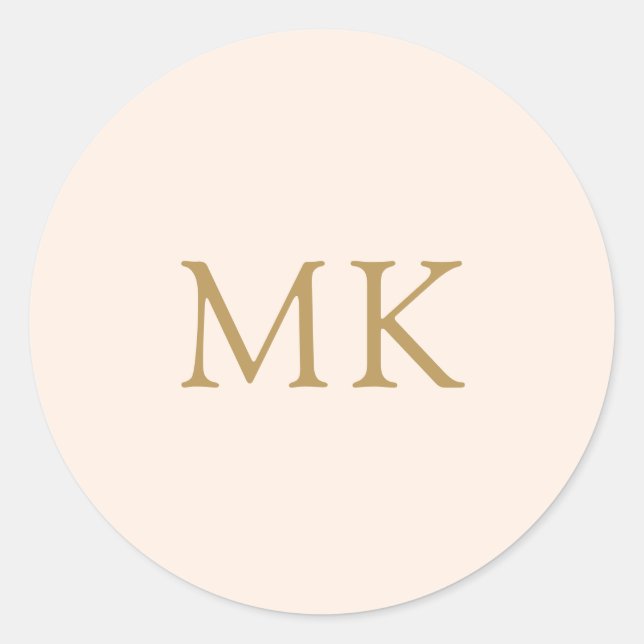 Personalized Blush Pink Gold Monogram Initials Classic Round Sticker (Front)