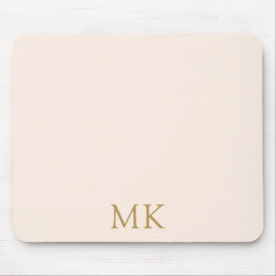 Personalized Blush Pink Gold Monogram Initials Mouse Pad