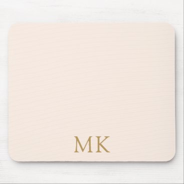 Personalized Blush Pink Gold Monogram Initials Mouse Pad