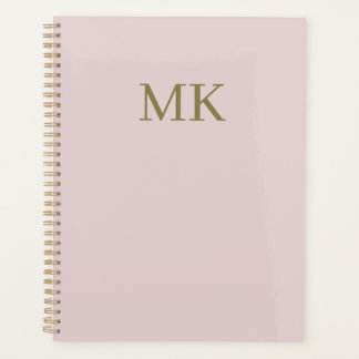 Personalized Blush Pink Gold Monogram Initials Planner