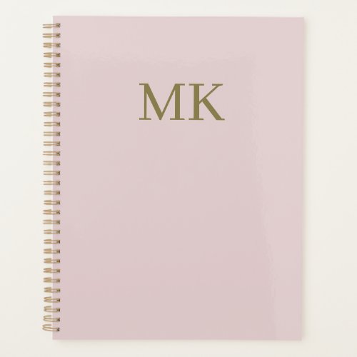 Personalized Blush Pink Gold Monogram Initials Planner