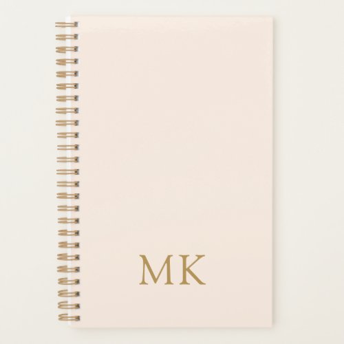 Personalized Blush Pink Gold Monogram Initials Planner