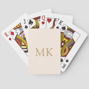 Personalized Blush Pink Gold Monogram Initials Poker Cards