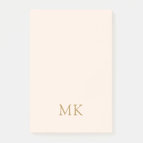 Personalized Blush Pink Gold Monogram Initials Post_it Notes
