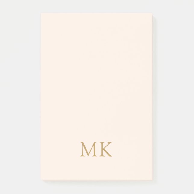 Personalized Blush Pink Gold Monogram Initials Post-it Notes (Front)
