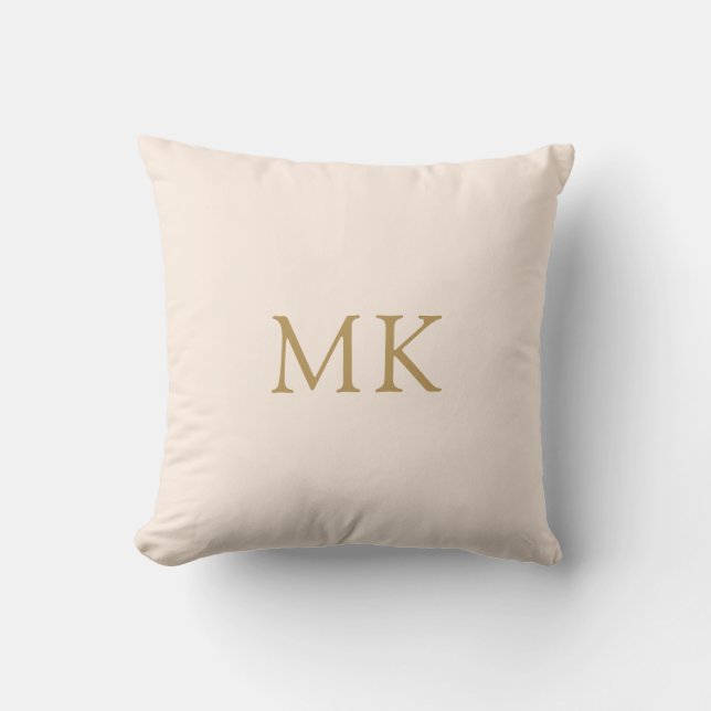 Personalized Blush Pink Gold Monogram Initials  Throw Pillow (Front)