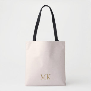 Personalized Blush Pink Gold Monogram Initials Tote Bag