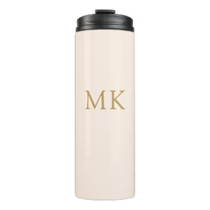 Personalized Blush Pink Gold Monogram Travel Thermal Tumbler