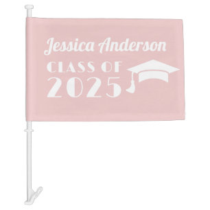 Personalized Blush Pink Graduation  Car Flag