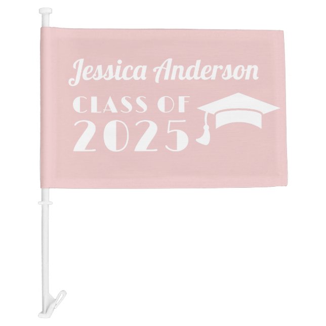 Personalized Blush Pink Graduation  Car Flag (Front)