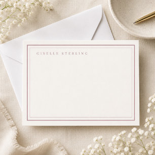 Personalized Blush Pink Ivory Double Border Note Card