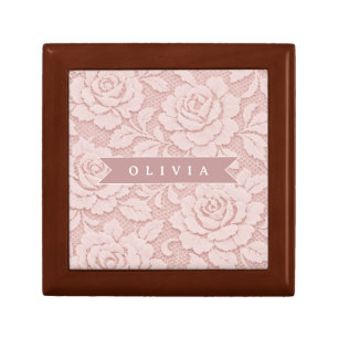 Personalized Blush Pink Lace Floral Romantic Gift Box