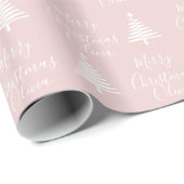 Personalized Blush Pink Merry Christmas Wrapping Paper (Roll Corner)