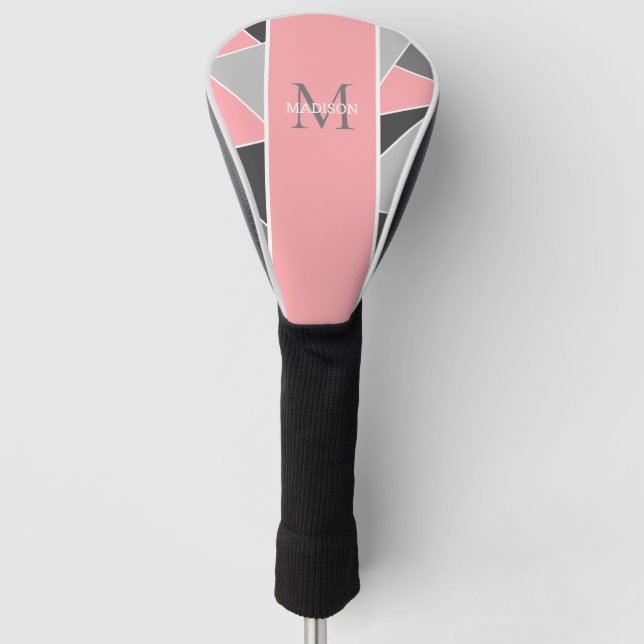 Personalized Blush Pink Modern Monogram Name Golf Head Cover (Front)