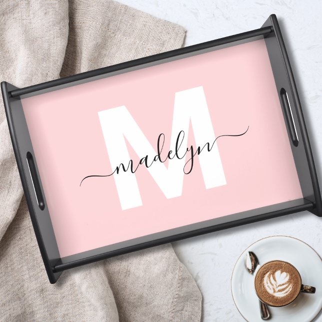 Personalized Blush Pink Monogram Serving Tray (Personalized Blush Pink Monogram Serving Tray)