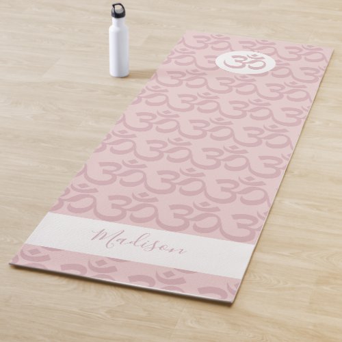 Personalized Blush Pink Om Yoga Mat