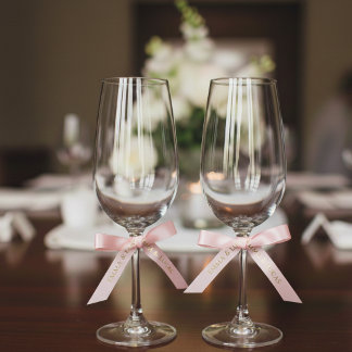 Personalized Blush Pink Ribbon with Gold Name Text