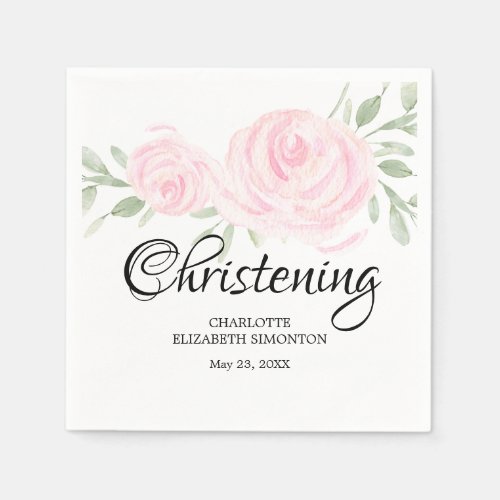 Personalized Blush Pink Rose Christening