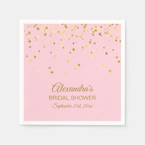 Personalized Blush Pink Rose Gold Bridal Shower Napkins