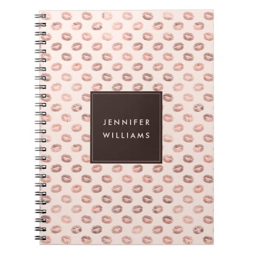 Personalized Blush Pink Rose Gold Lipstick Kiss Notebook