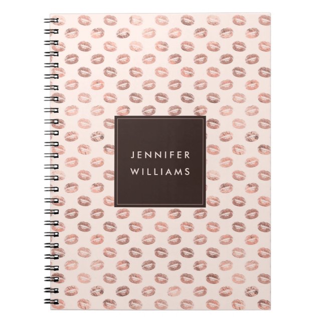 Personalized Blush Pink Rose Gold Lipstick Kiss Notebook (Front)