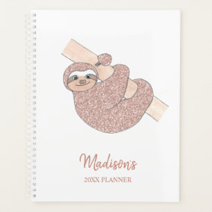 Personalized Blush Pink Sloth Planner
