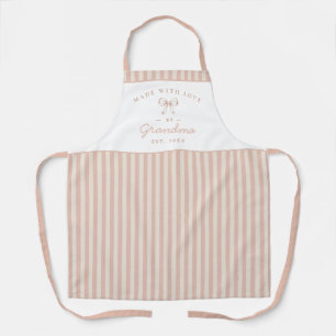 Personalized Blush Pink Stripe Grandma Love Made Apron
